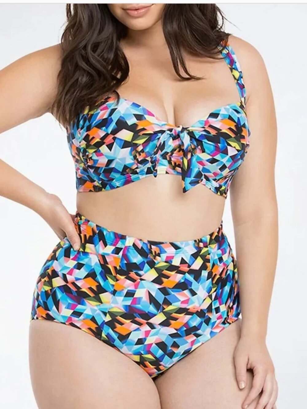 Torrid Bikini 2 Piece Matching Set High Waist Multicolor Geometric Plus Size 2X